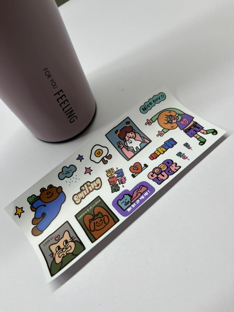 Termo “For You Feeling” – 450 ml con colador + stickers decorativos