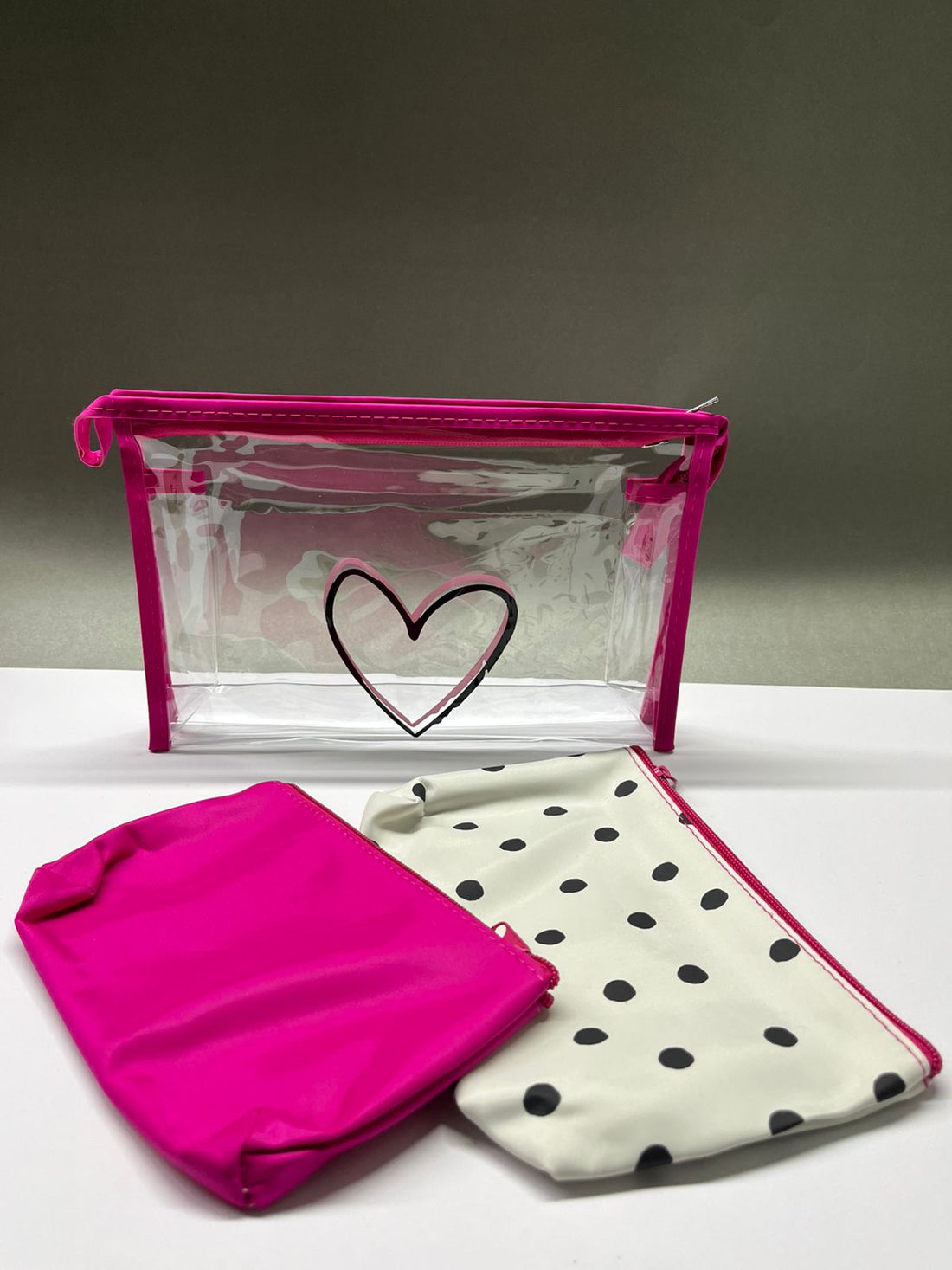 Set de Cosmetiqueras – Transparente + Lisa + Lunares