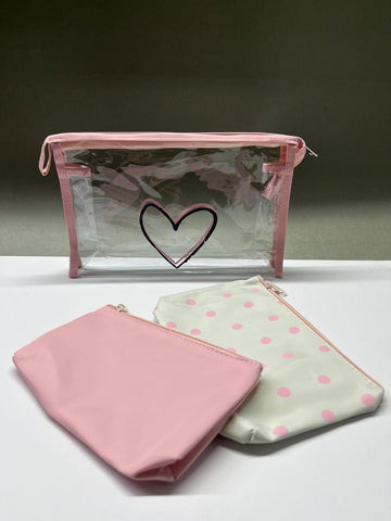 Set de Cosmetiqueras – Transparente + Lisa + Lunares