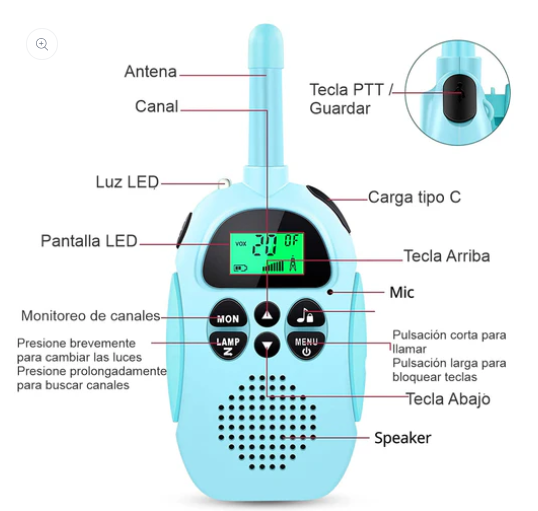 Walkie Talkie Recargable para Niños