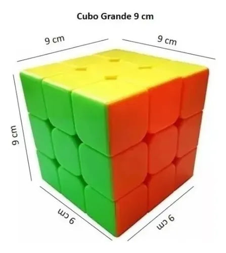 Cubo Rubik 3x3 Grande (9 x 9 cm) con base