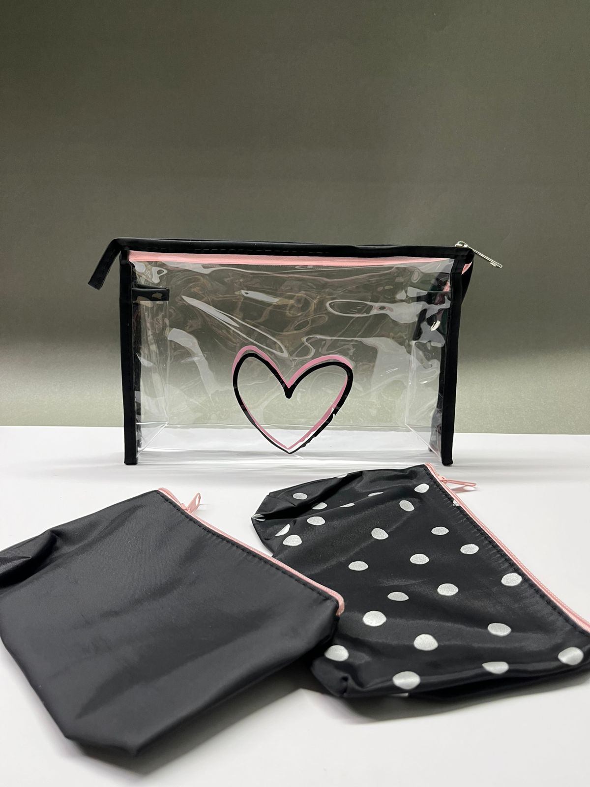 Set de Cosmetiqueras – Transparente + Lisa + Lunares